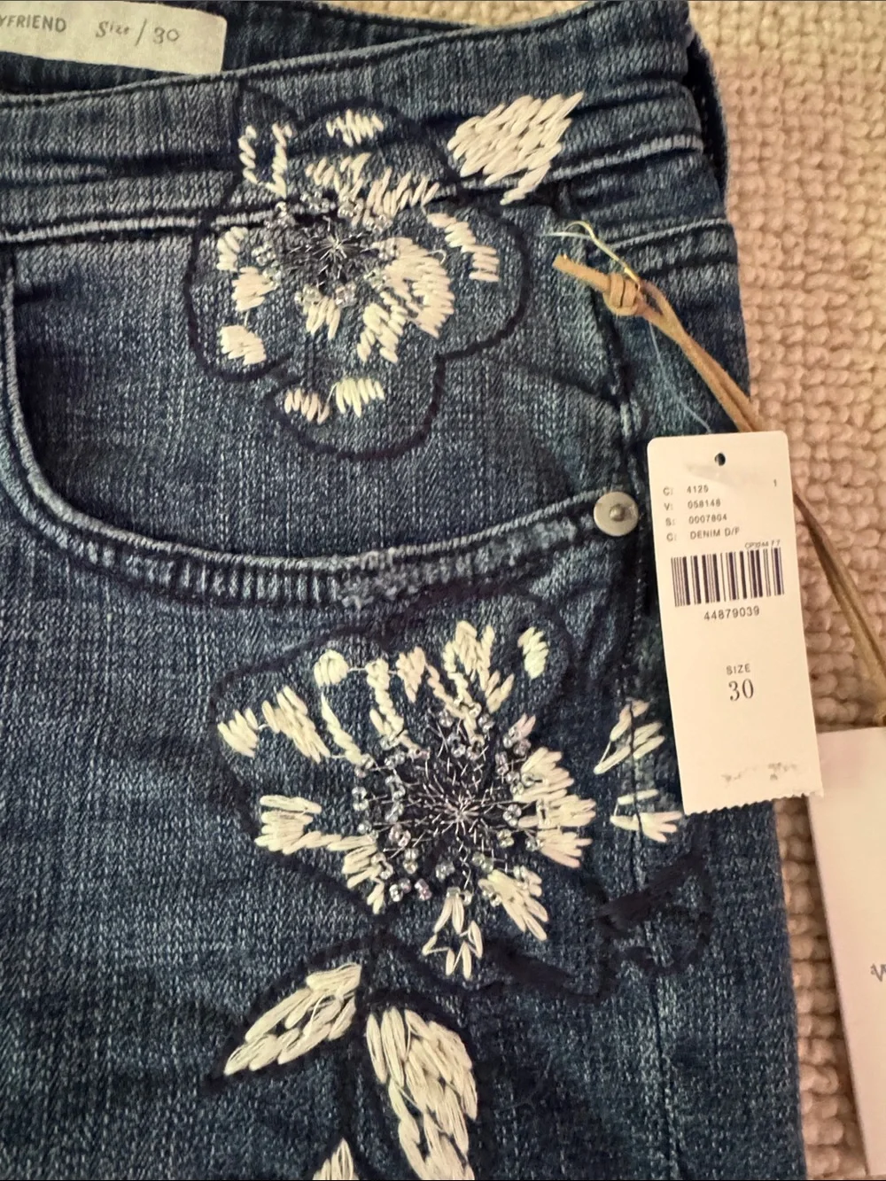 Pilcro embroidered and beaded denim shorts